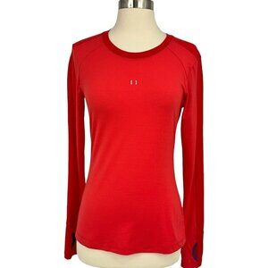 SN Super Natural Base Layer Top Red Size s Long Sleeve Merino Blend Crew Neck